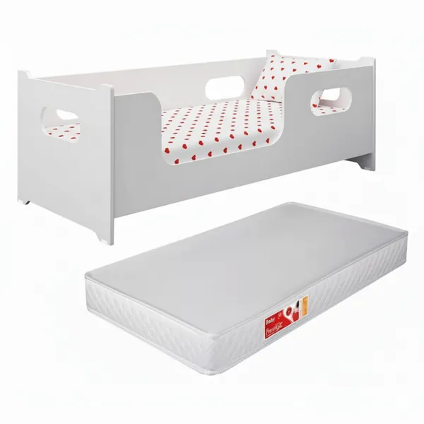 Cama Infantil Encanto Com Colchão Incluso Grade Lateral Proteção Menina Menino Quarto Montessoriana