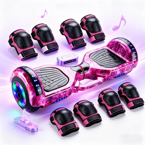 Hoverboard Elétrico Bivolt Infantil & Adulto Bluetooth LEDs Coloridos Autonomia15km Com equipamento de proteção