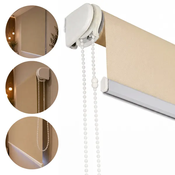 Rolo Blackout Cortina Persiana 1,60L x 1,60A Poliéster 100% Corta Luz Tubo Alumínio Kit Instalação
