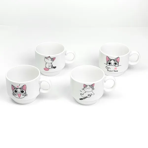 Jogo De Xícaras Café Chá Com Suporte Kit 4 Canecas 160ml