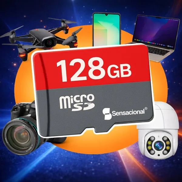 Cartão De Memória 128 Gb Para Câmeras Wi-fi Drones Micro Sd Sensacional