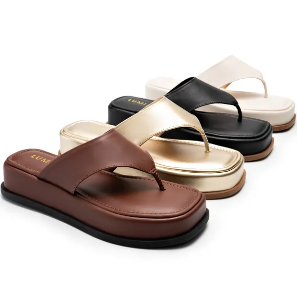 Tamanco Feminino Lumiss Flatform Confortável Chinelo de Dedo