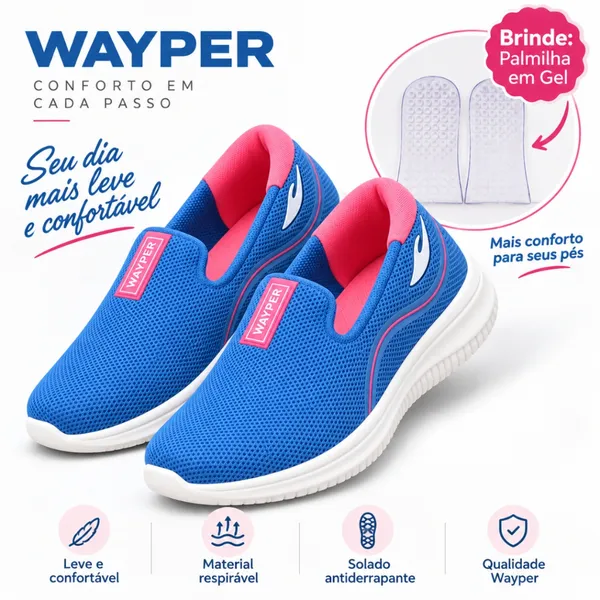 Tênis sapatilha casual ortopédico feminino slip on calce fácil academia lazer
