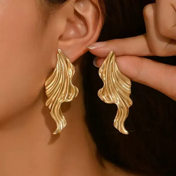 Brincos Folha Aço Inoxidável Anti-alérgico Minimalista Não Desbota Feminino Elegante