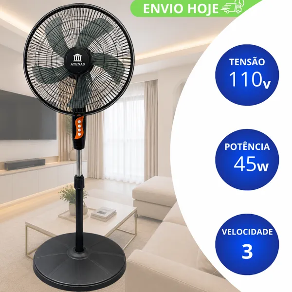 Ventilador Coluna 5 Pás 115cm Ajuste De Altura e Inclinação Com 3 Velocidades 110v Forte Silencioso