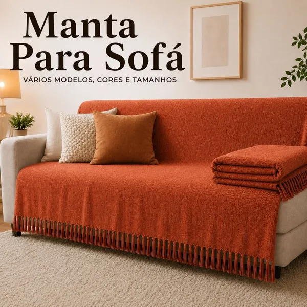 Manta Decorativa Premium Para Sofá 4,00M x 1,80M / 3,00M x 1,80 / 2,40 x 1,80 / 2,10 x 1,20 100% Algodão Vários Modelos