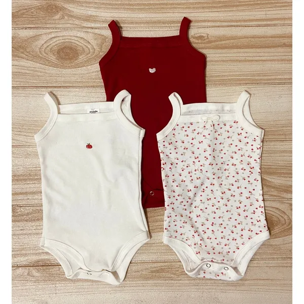 Kit 3 Body Bebê Menina Regata Alcinha 100% algodão Bordado Roupa Infantil de verão Enxoval