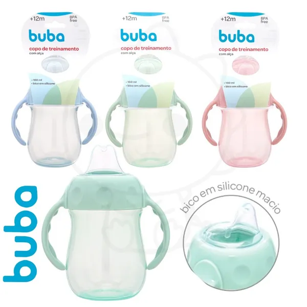 Copo De Treinamento buba Com Alça Buba 160ml rosa azul verde Copinho buba