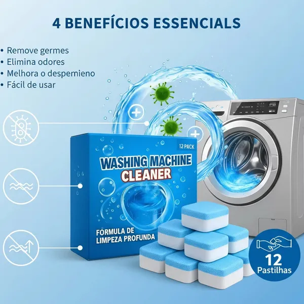 Pastilha Limpa Lavadora: Limpeza Profunda, Remove Manchas e Bactérias Fácil e Rápido--Mwei Store