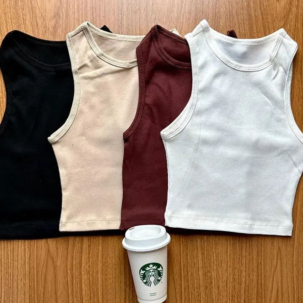 Kit 3 Cropped Feminino Canelada Regata Feminina Camiseta Básica Feminina Croped Regatinha Cropet canelado básico algodão