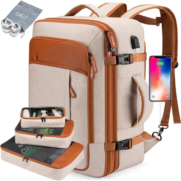 Mochila de Viagem 4 em 1 Grande Feminina à Prova D’água Reforçada Expansível