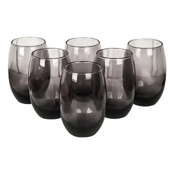 Jogo 6 Copos Luxo Suco Agua Refrigerante Aruba Fumê 465ml