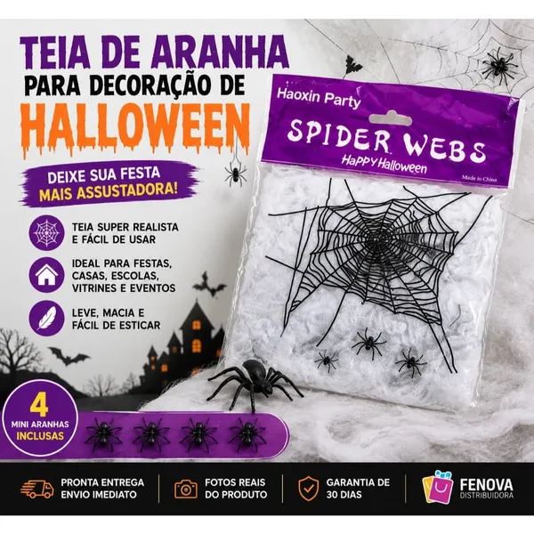 Teia de Aranha , preto / branca para Decoração de Festa Hallowen