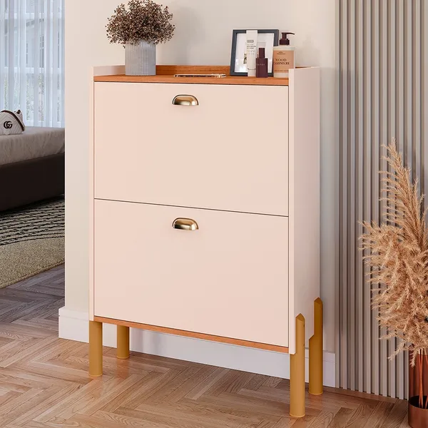 Sapateira Closet 2 Gavetas Basculante Com Pés 12 Pares Calçado Estreita Quarto Porta de Entrada