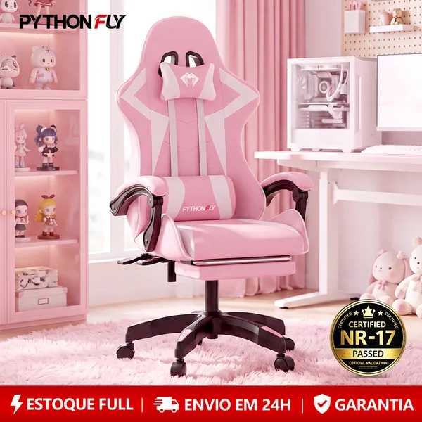 Cadeira Gamer Reclinável c/ Apoio de Pés
