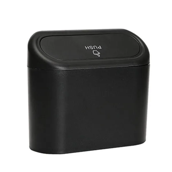 Mini Lixeira Portátil Para Veículos Preta com Tampa (6704)