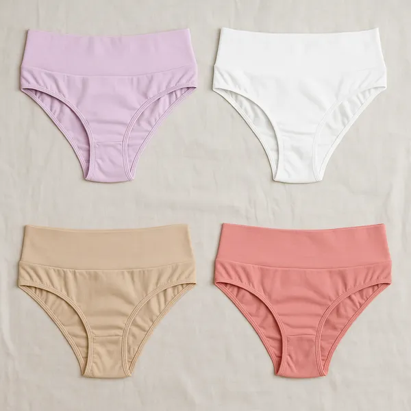 Kit 4 Calcinhas De Algodão Cós Alto Pós Parto – Cotton Premium, Confortáveis e Modeladoras