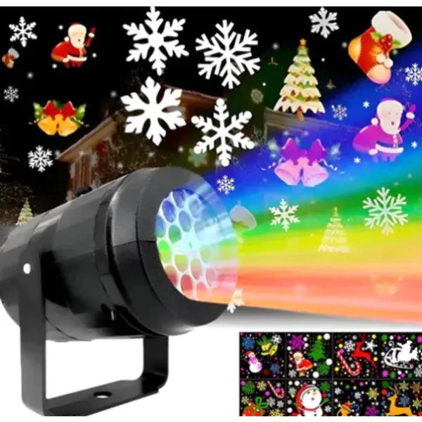 Projetor Natalino Refletor Luzes de Natal Com 16 Desenhos 3D A Laser Decorativo Bivolt Portátil