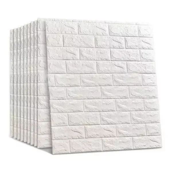 Kit 10/20/30 Placas 3D Tijolinho Branco 70x77cm Autocolante Adesivo Decoração - Envio Full