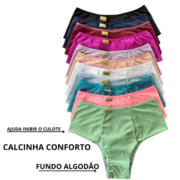 Kit Calcinha Calçola Cintura Alta Microfibra Lisa Redutora Luxo