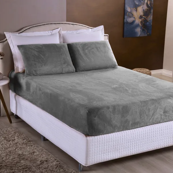 Jogo de Lençol Plush Com Elástico Pelúcia Inverno Quente Macio Para Cama Solteiro\Casal\Queen\King