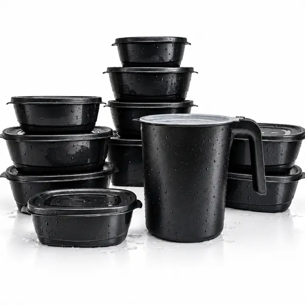 kit jogo de 11 peças + 1 Jarra com Tampa coisa de cozinha Potes Plásticos Vedação Alimentos
