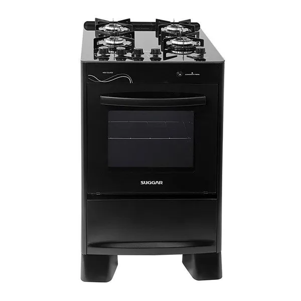 FOGÃO SUGGAR NEO GLASS 4 QUEIMADORES PRETO BIVOLT FGVNG410PT
