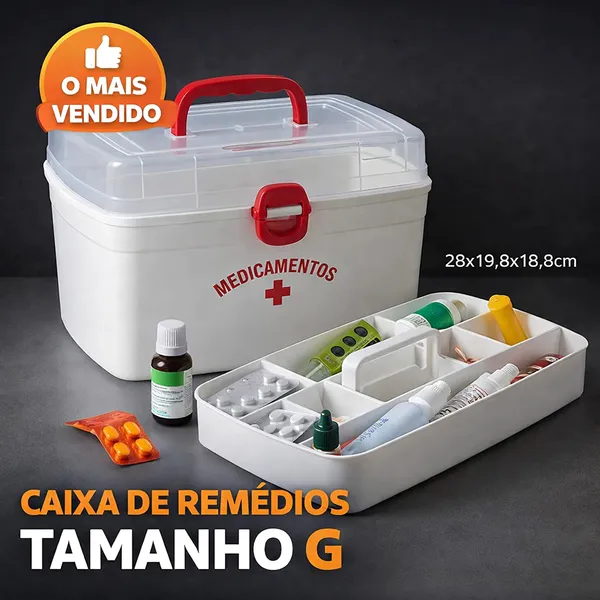 Maleta Frasqueira Plástica Socorros Organizadora para Medicamentos e Remédios