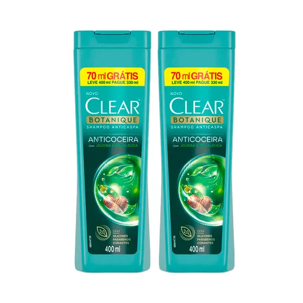 Kit Shampoo Clear Anticaspa Anticoceira 400ml - 2 Unidades