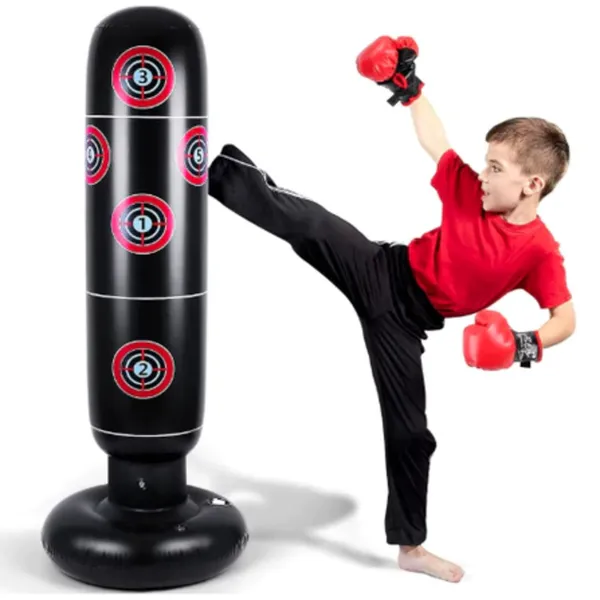 Saco Boxe Infantil Inflavel Joao Bobo Com ​e Sem Luva Treino Luta C/ Bomba de Ar