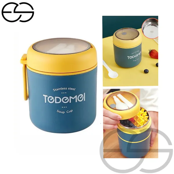 Marmita 530ml/780ml Lancheira Térmica com Colher e Pote em Aço Inoxidável