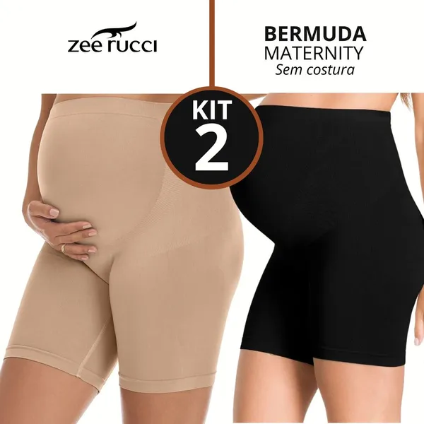 KIT 2 Bermuda Modeladora para Gestante Maternidade Zee Rucci Lingerie Gravida