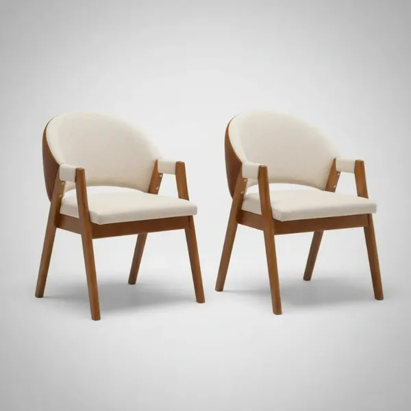 Kit 2 Poltronas Cadeira Marina em Linho e Corino para sala de estar Conforto, Ergonomia