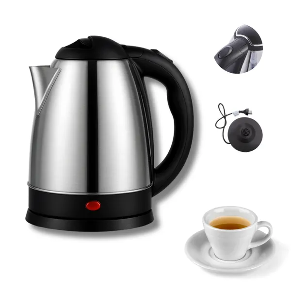 Chaleira Elétrica 2L Inox 1500W – Fervura Rápida / Base 360° | Café Chá Água Quente
