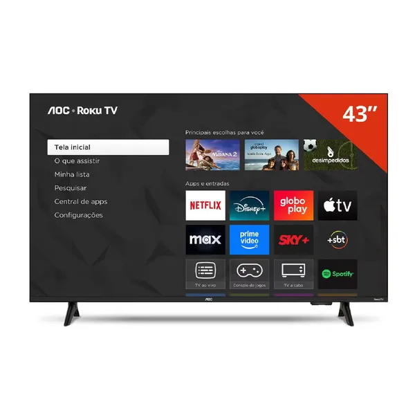 Smart TV AOC 43" Full HD 43S5155/78G Wi-Fi Roku TV com Dolby Audio