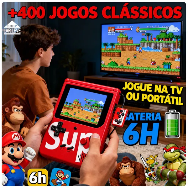 Mini Game Retrô 400 Jogos com 2 Controles