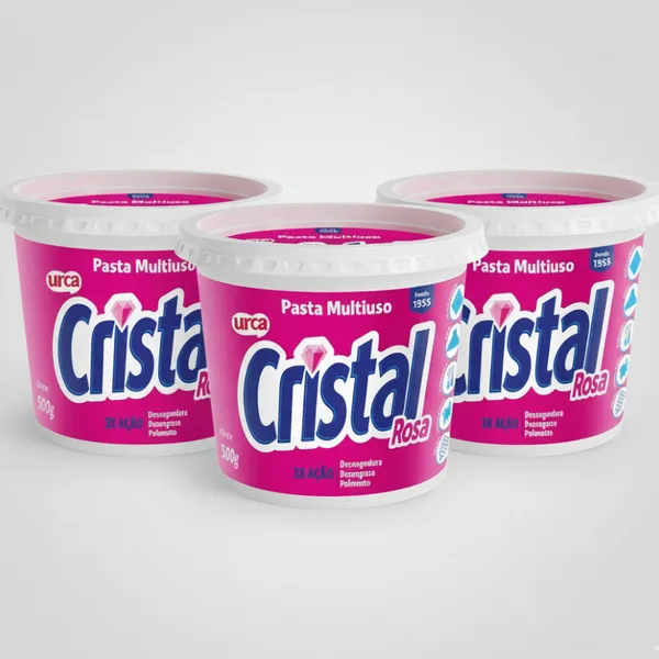 Kit 3 Pastas Cristal Rosa, 500g