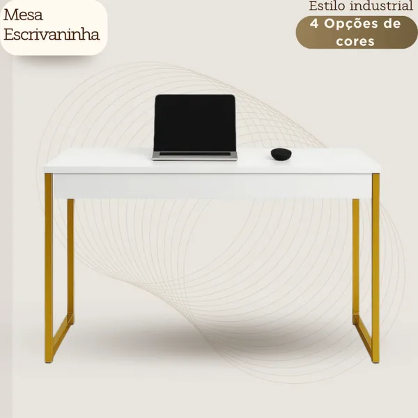Mesa Escritório Escrivaninha Estilo Industrial 90cm | Home Office, Estudos e Penteadeira