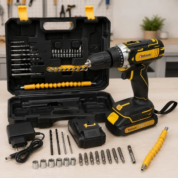 Parafusadeira e Furadeira Nakasaki 25V a Bateria com Maleta
