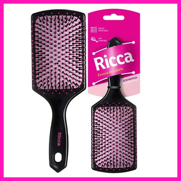 Ricca Escova de Cabelo Raquete Almofadada - Basic Racket (249)