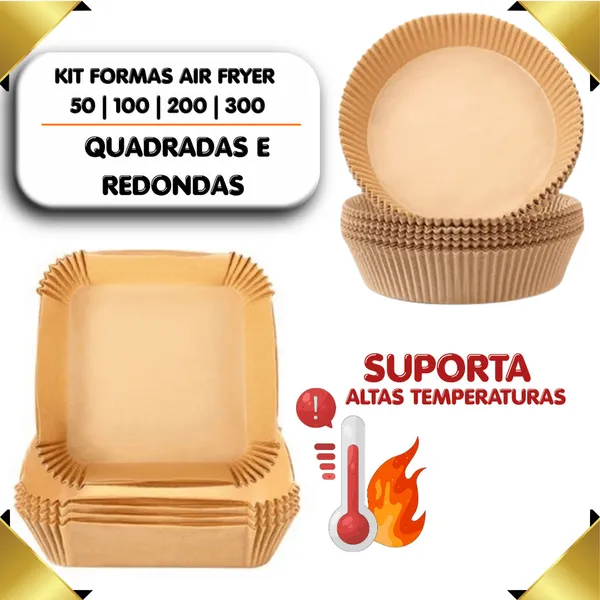 Kit 50 a 300 Formas Descartáveis para Airfryer Antiaderente