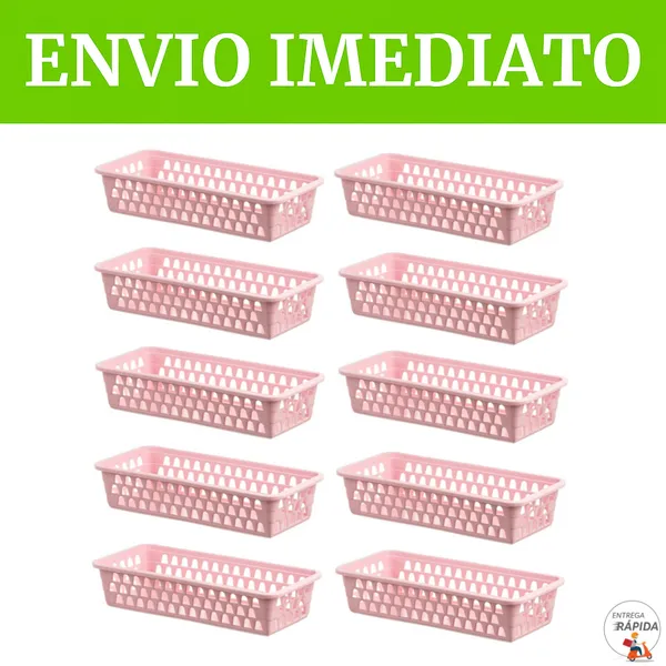 KIT CESTO ORGANIZADOR RETANGULAR CESTINHO MULTIUSO LAVANDERIA BANHEIRO GAVETA PRATELEIRA