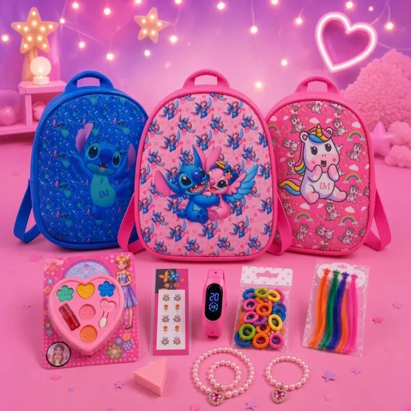 Kit Maquiagem Infantil Completo com Mochila Relógio Acessórios para Menina - Intermediário