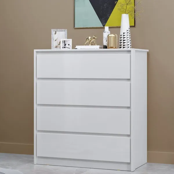 Cômoda 4 Gavetas em MDP 89x92cm Carla Branco Branco