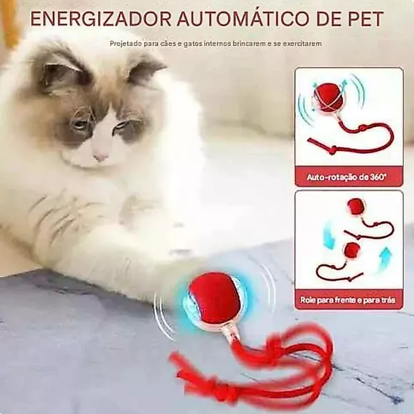 Brinquedo Inteligente para Gatos – Bola de Rolamento Automática com Cauda Falsa Recarregável
