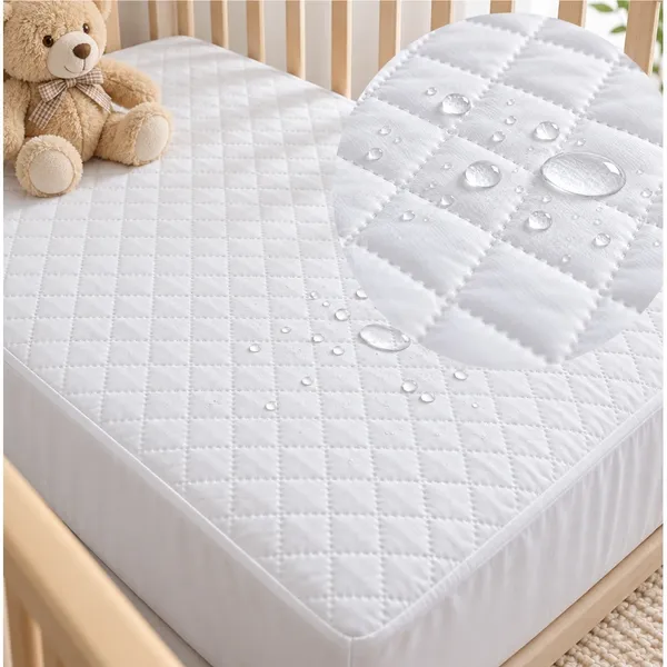 Capa Protetora De Colchão Impermeável Lençol com Elástico Berço Americano Para Bebe Anti Mofo 70 cm x 130 cm x 15 cm.