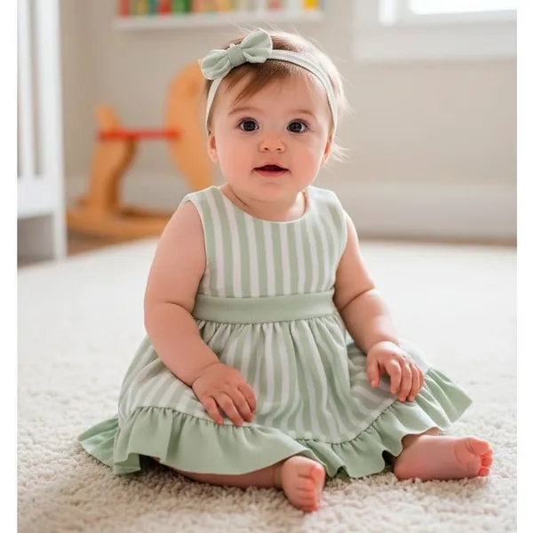 Vestido Bebê Menina + Faixinha de Cabelo Verão Cores/Natal Tam P, M, G/ 1, 2 e 3