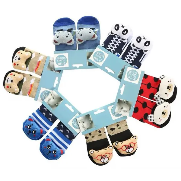 kit 2/4/6 pares Meia de Bebe meias Com sinos dê Bichinho