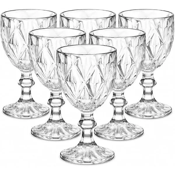 TAÇA DIAMOND TRANSPARENTE - CONJUNTOS COM 3 OU 6 PEÇAS