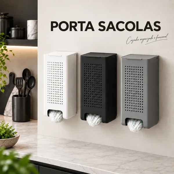 Organizador De Parede Para Sacolas Linha Flow Cozinha Prático